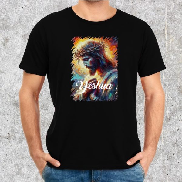 Camiseta básica estampa imagem Jesus colorida